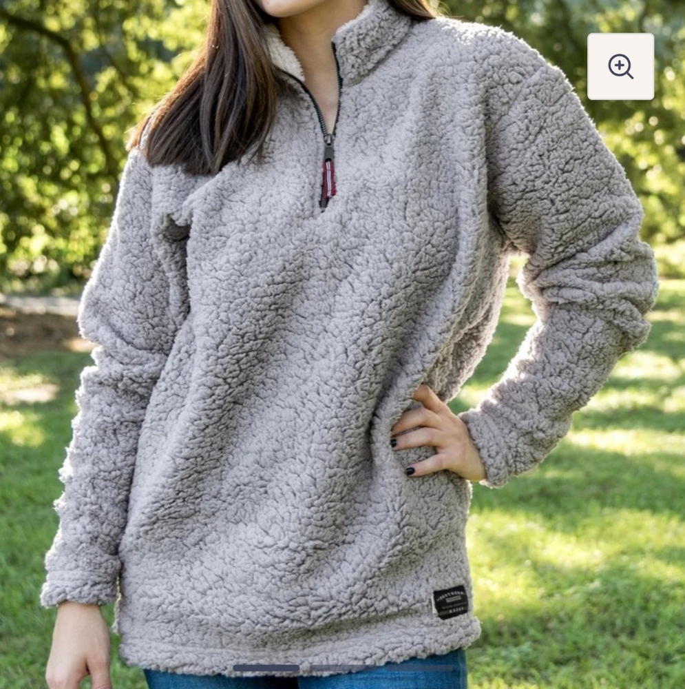 Southern Marsh Appalachian Pile Sherpa Pullover Gray 1/4 Zip Size XS